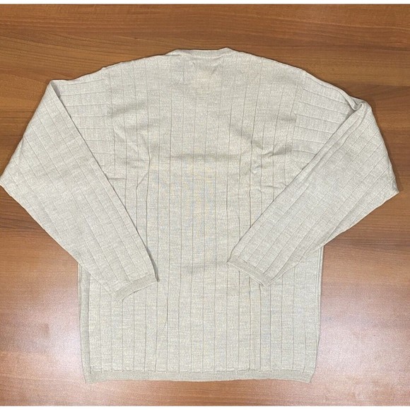 Brandini Sweater Mens M V Neck Extra Fine Merino Wool Long Sleeve Beige NWT - Picture 6 of 7